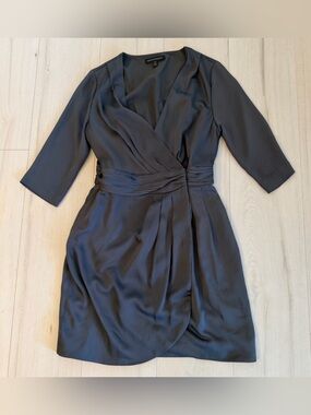 Banana Republic Dark Gray Wrap Dress with Ruched Waist